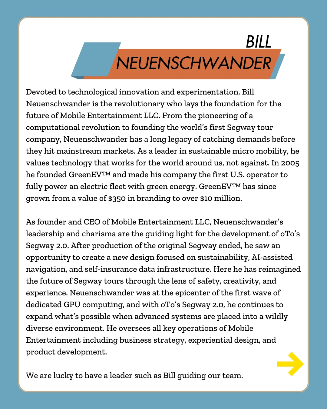 Bill Neuenschwander — original biography slide