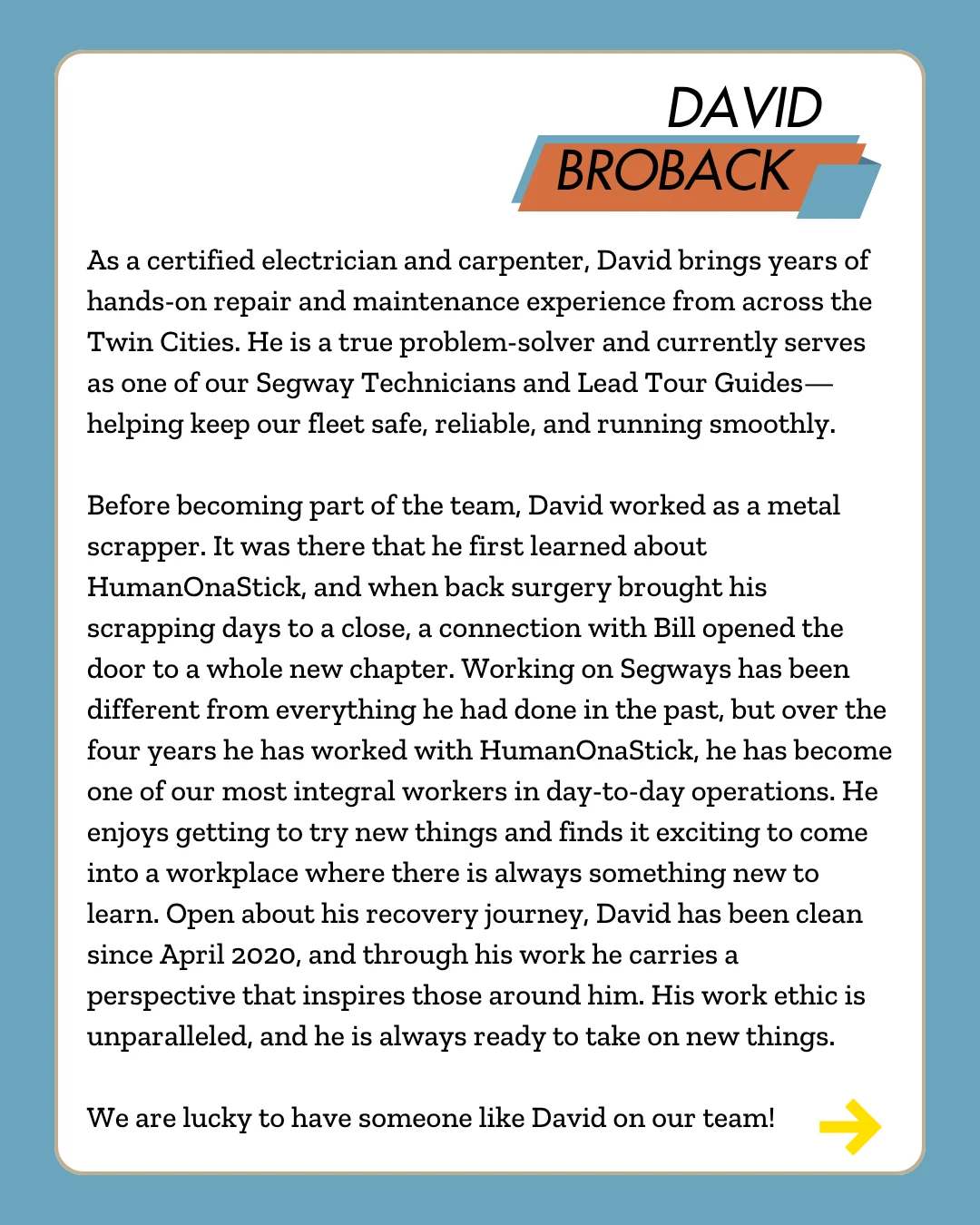 David Broback — original biography slide